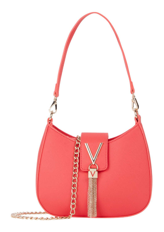 Valentino DIVINA SA Schoudertas – Coral Roze – Goudkleurige Ketting – Kleine Damestas