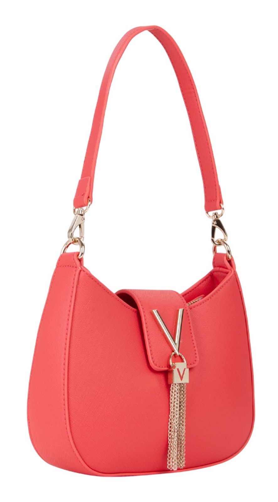 Valentino DIVINA SA Schoudertas – Coral Roze – Goudkleurige Ketting – Kleine Damestas