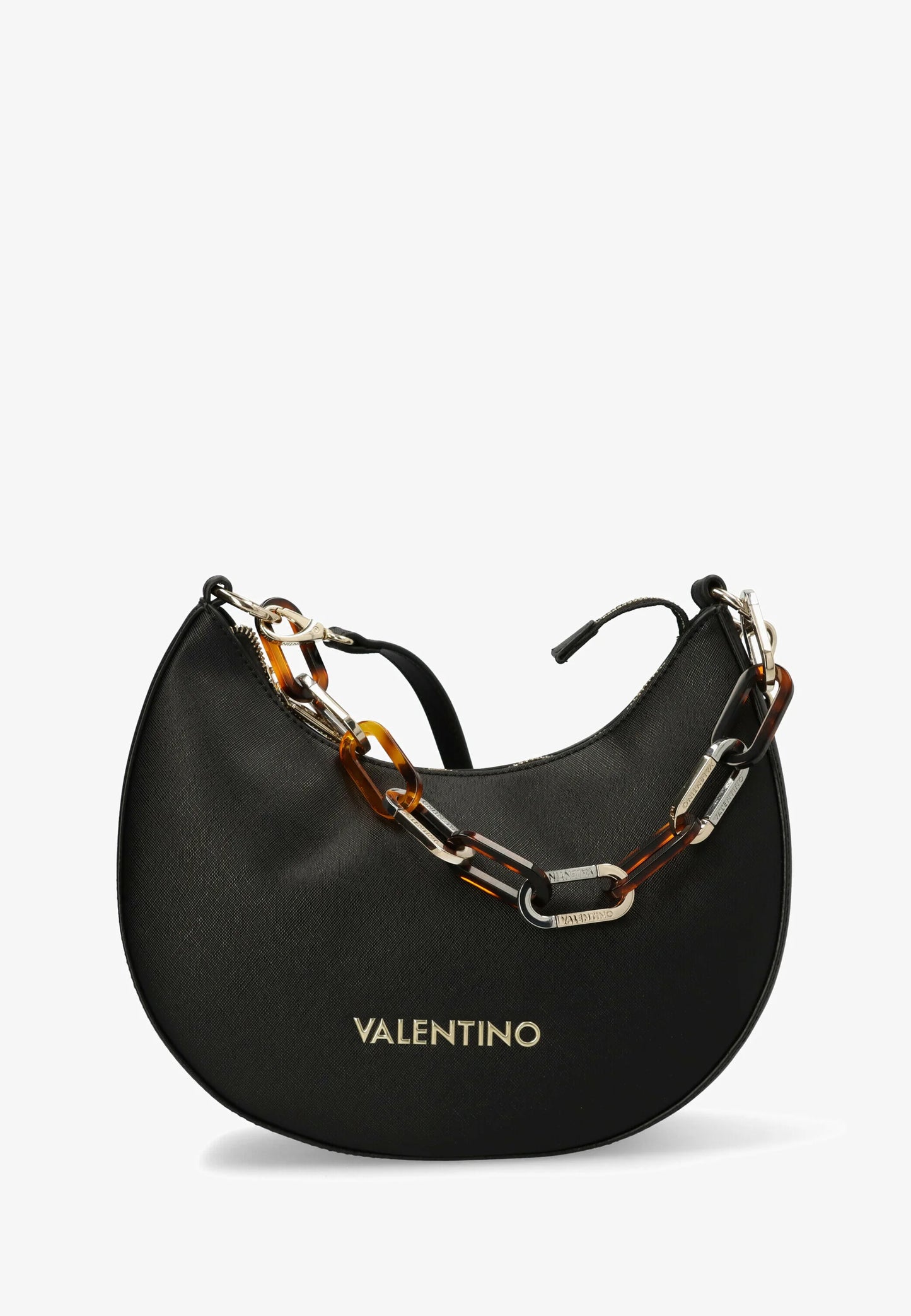 Valentino MOON Schoudertas – Nero – Luxe Halvemaanvorm – Kettingdetail – Damestas