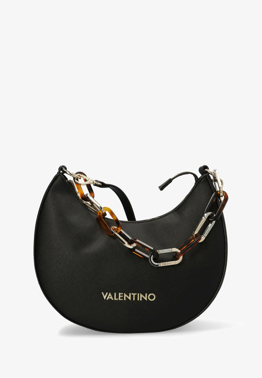 Valentino MOON Schoudertas – Nero – Luxe Halvemaanvorm – Kettingdetail – Damestas