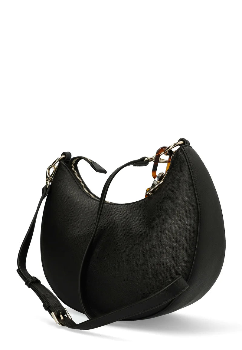 Valentino MOON Schoudertas – Nero – Luxe Halvemaanvorm – Kettingdetail – Damestas