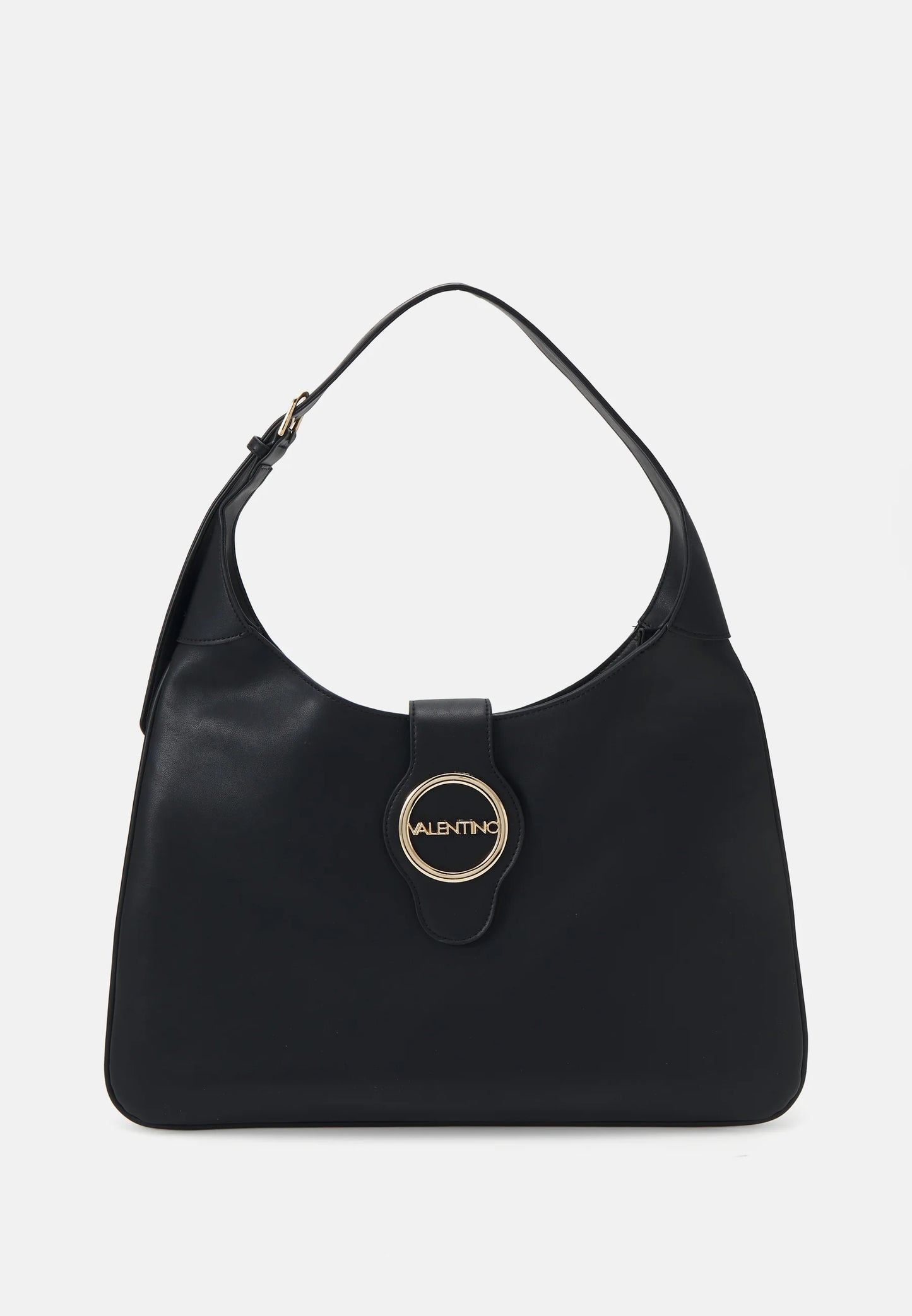 Valentino Moses Handtas Nero – Zwarte Schoudertas met Gouden Logo Detail