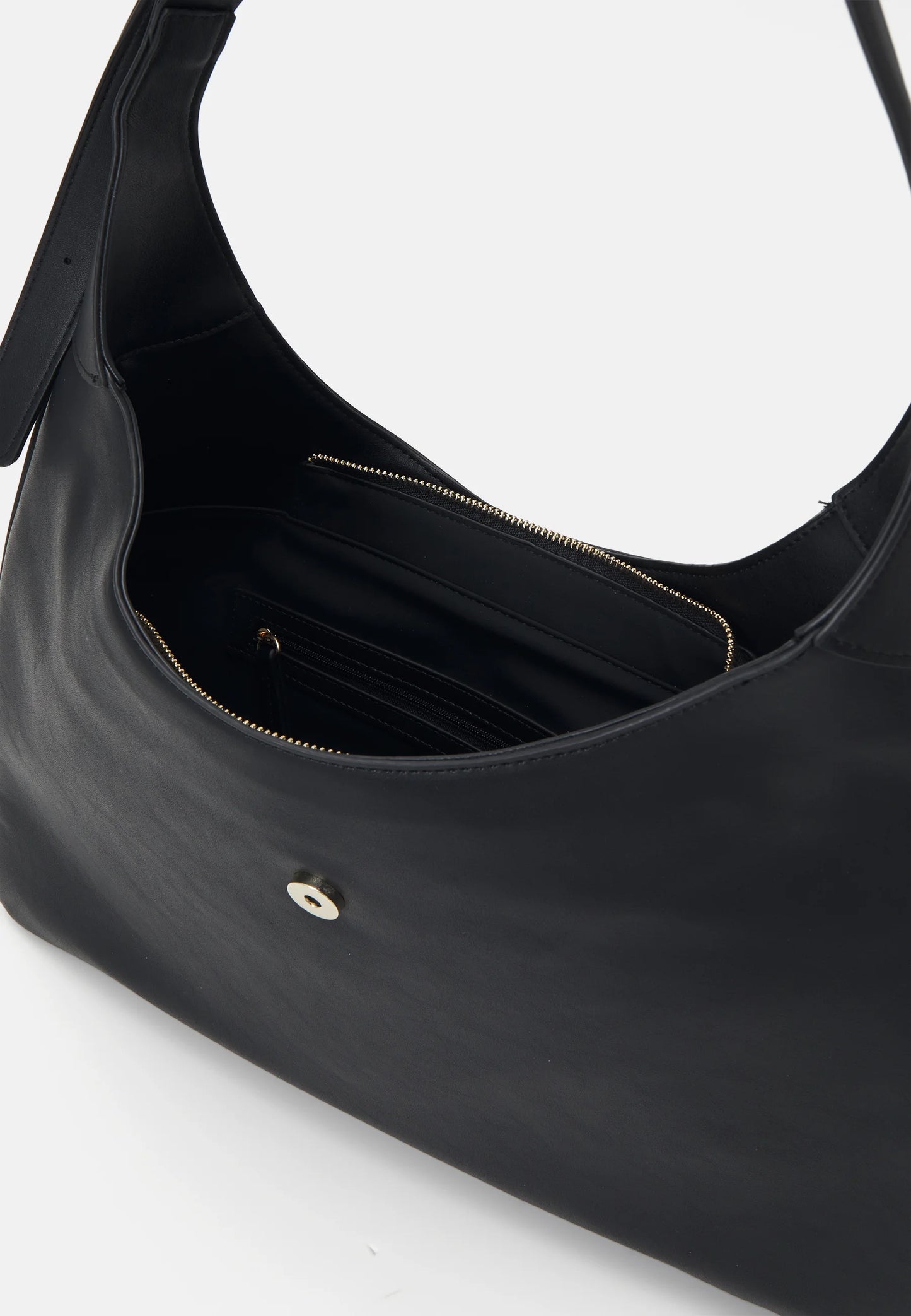 Valentino Moses Handtas Nero – Zwarte Schoudertas met Gouden Logo Detail