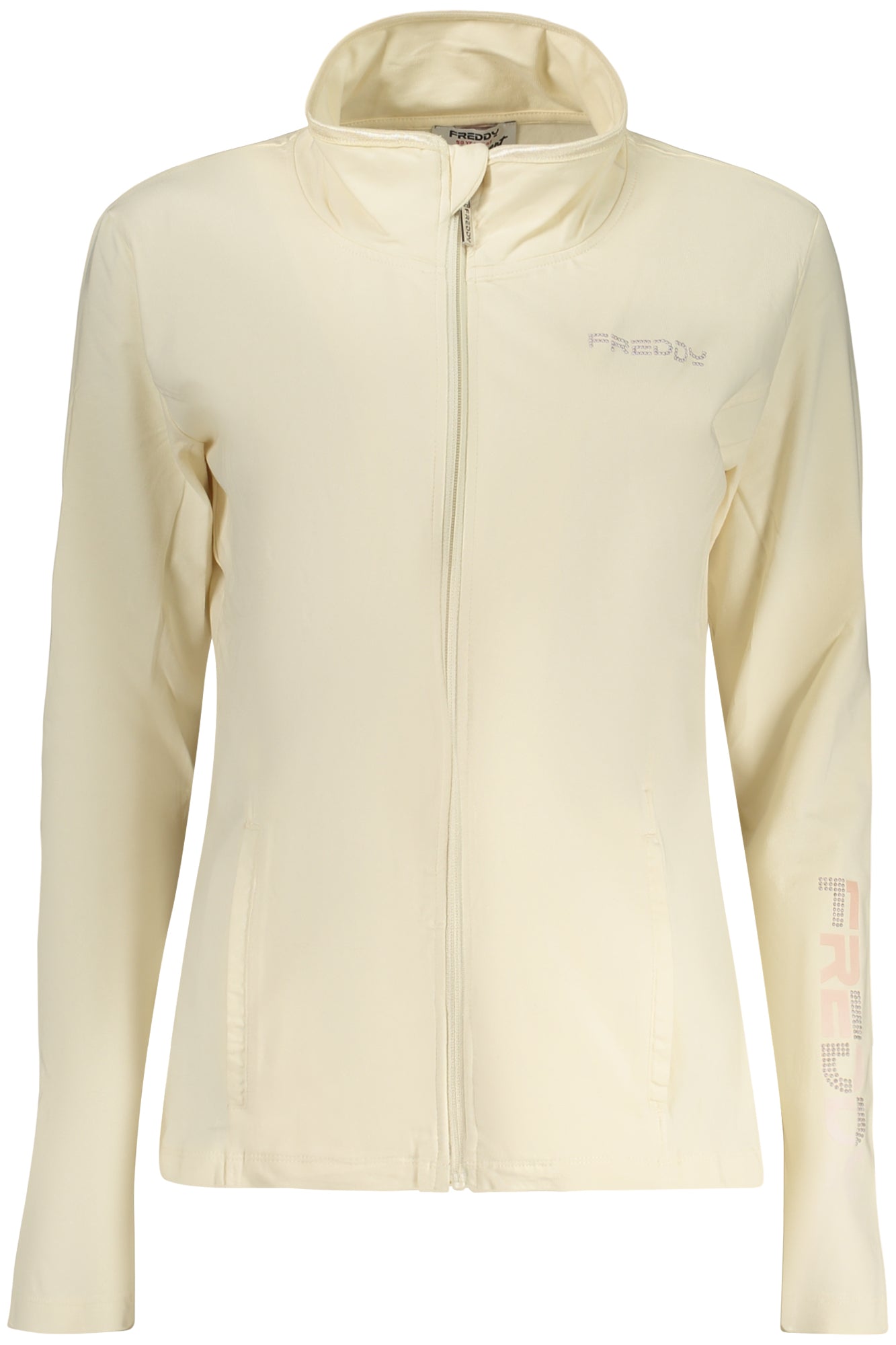 FREDDY WOMEN'S BEIGE ZIP-UP SWEATSHIRT