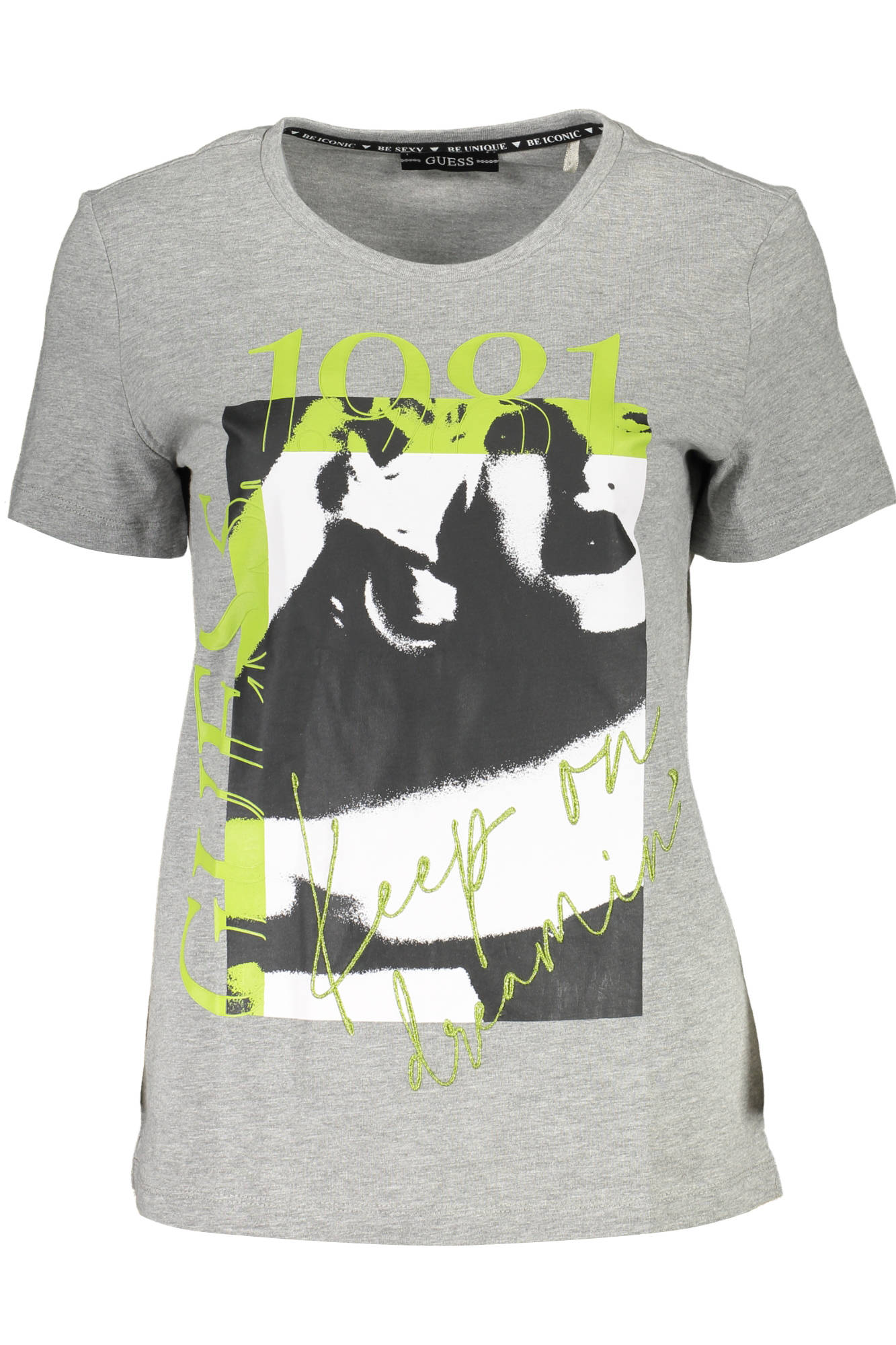 GUESS JEANS WOMEN'S SHORT SLEEVE T-SHIRT GRAY