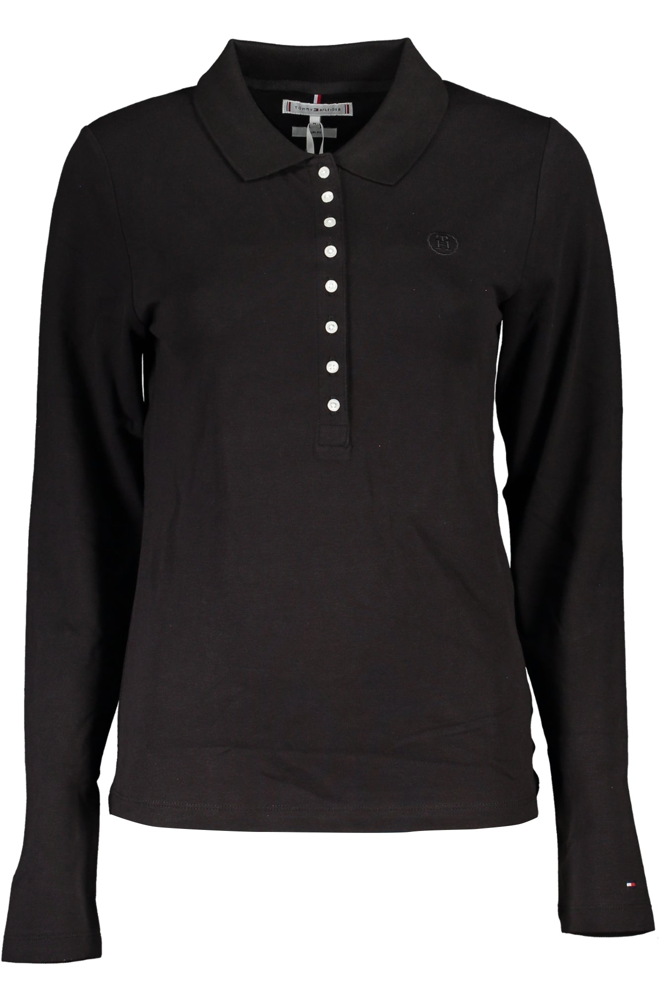 TOMMY HILFIGER WOMEN'S LONG SLEEVE POLO SHIRT BLACK